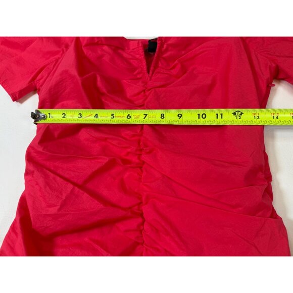 Sanctuary Red Ruched Puff Sleeve Mini Dress Size 4 Cotton Blend (bin JJ129) - Picture 9 of 9